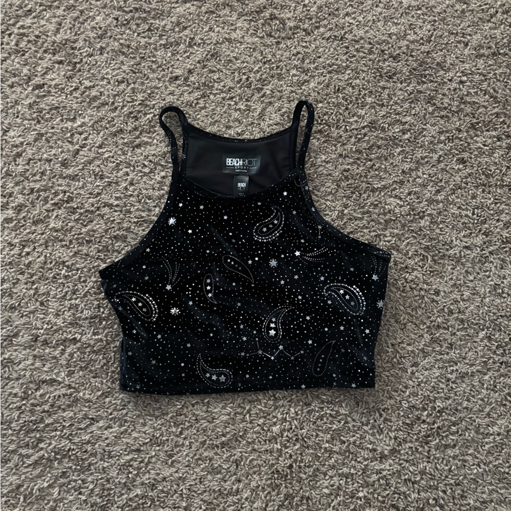 Beach Riot Black Sleeveless Crop Sports Bra